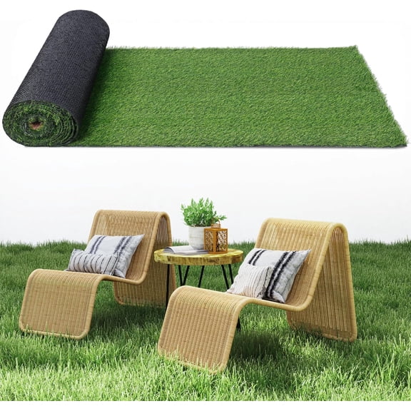 3.3 ft x 33 ft Large Artificial Grass Turf Rug 1.18" Thick Synthetic Grass Mat Fake Grass Lawn Carpet Roll Mat with Drain Holes for Garden Landscape Dogs Pee Indoor Outdoor