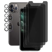 (3+3) for iPhone 11 Pro Max (6.5") (3 Pack) Anti Spy Private Tempered Glass Film Privacy Screen Protector and (3 Pack) Camera Lens Protector [Not Affect Flash]