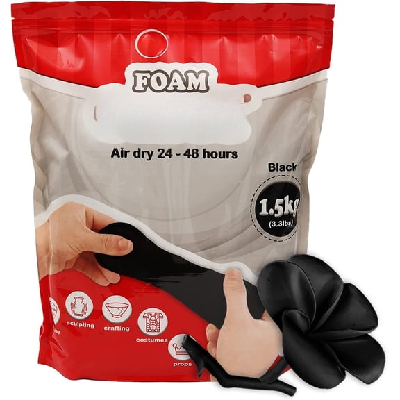 3.3 lbs Moldable   Clay (Black) - Air-Dry High Density Clay for Intricate Designs - Dries Evenly Within 24-48 Hours - Sandable and Paintable Clay