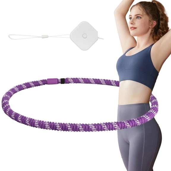3.3 lbs Soft Weighted Fitness Hoop for Adults, 74.8 in/190cm Padded Spring Exercise Ring, Silent Rotation Waist Trainer for Home Workout, Core Strength Cardio Training Equipment with Tape Measure
