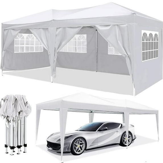 3*3 m Pop-up Folding Tent 210D Oxford Fabric + Steel, Instant Outdoor Canopy Tent, Straight Leg Pop Up Tent for Parties, Camping, The Beach and More