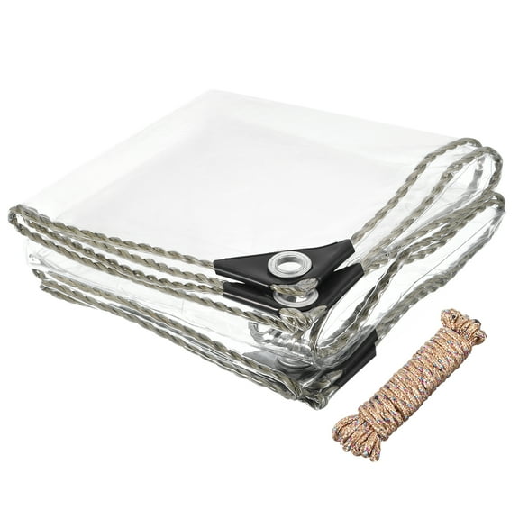 3.3' x 3.3' Waterproof Clear Tarp, Tarpaulin with Grommets and Tying Rope, for Greenhouse, Patio