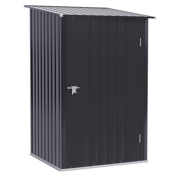 3.3' x 3.4' Galvanized Metal Outdoor Storage Shed, Lockable Utility Garden Tool House for Backyard, Bike, Patio, Garage, Lawn - Dark Gray