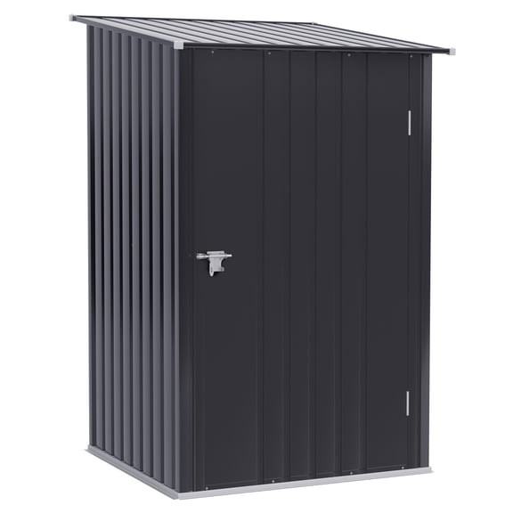 3.3' x 3.4' Galvanized Steel Lean-To Storage Shed, Dark Gray
