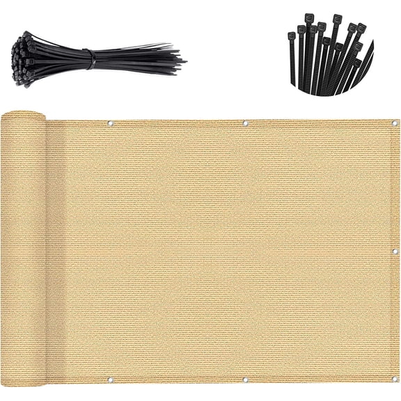 3.3'x19.7' Balcony Privacy Screen Fence, Apartments Railing Screen, Heavy Duty Wind Screen for Outdoor,Backyard,,Deck Privacy(Sand Yellow)