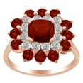thumbnail image 1 of AFFY 3.30 Ct Cushion & Round White Natural Diamond Engagement Ring in 14k Rose Gold Over Sterling Silver Ring Size - 10.5, 1 of 1