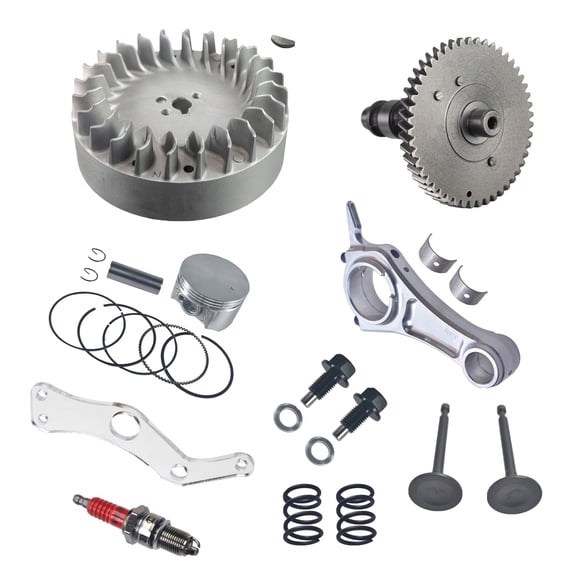 3.308" Billet Aluminum Connecting Rod .308 Camshaft And 10krpm Flywheel With 26lb Spring Spring And 70mm Flat Top Piston Kit For Predator 212cc Non-Hemi Engine Go Kart Cart