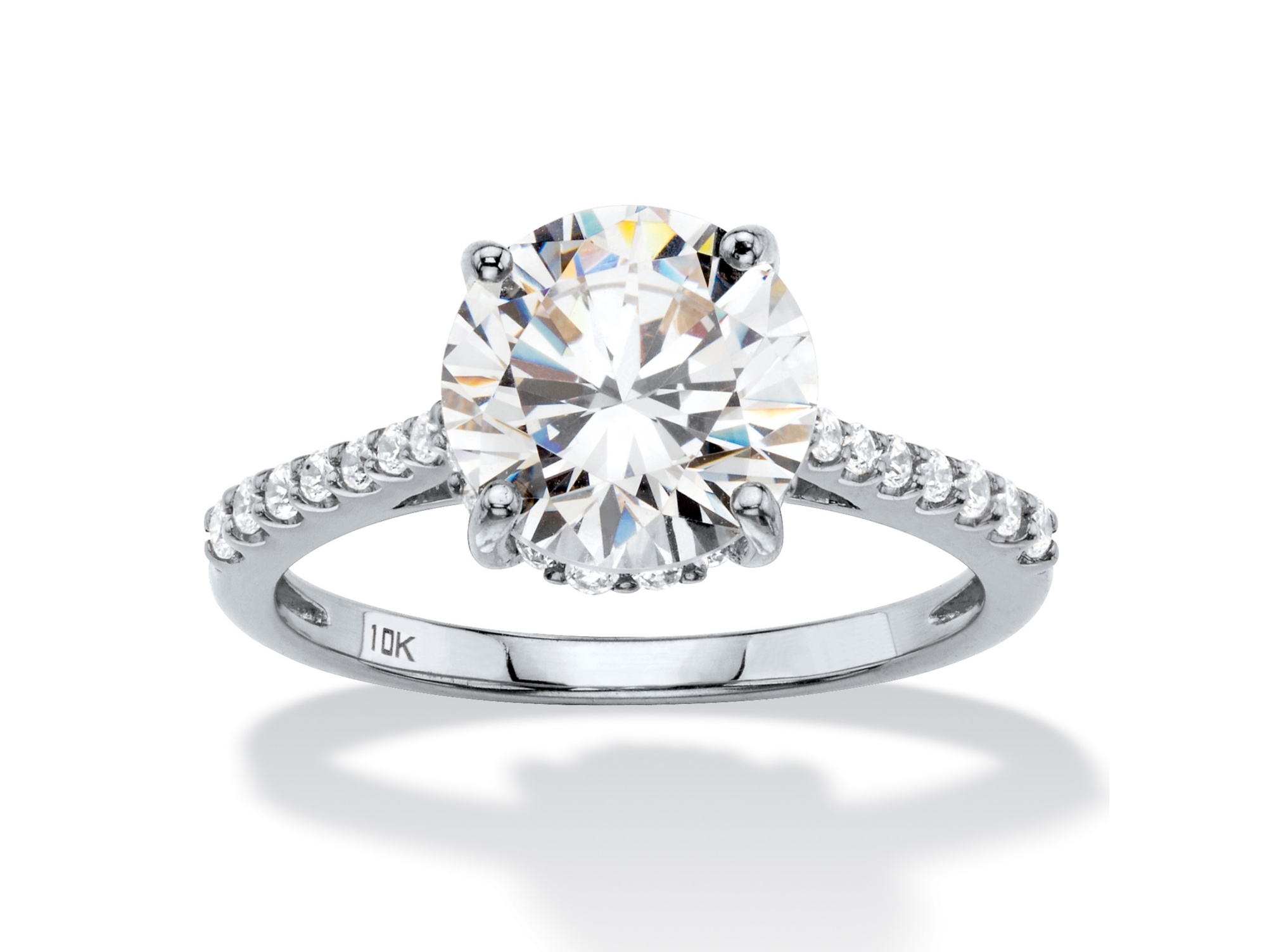 FB Jewels 14K White Gold Round Cubic Zirconia CZ Engagement Ring Size 6 ...