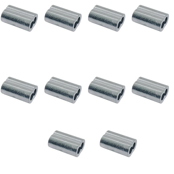 3/32" Aluminum Crimping Loop Sleeve Wire Rope Sleeves Double Barrel Ferrule 10Pc