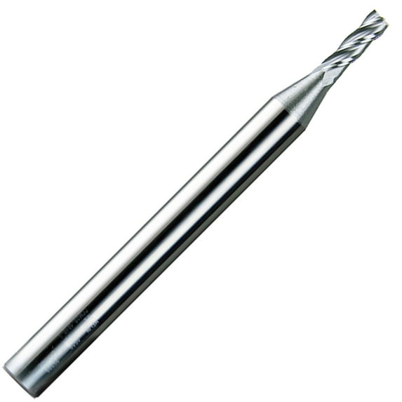 3/32" Diameter 4 Flute Single End Stub 30° Carbide End Mill , 3/16"Length of Cut, 1/8" Shank, 1-1/2" OAL