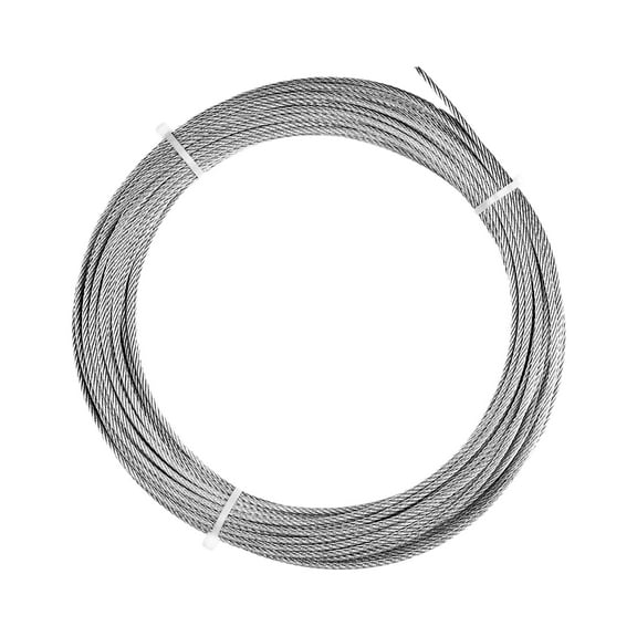 3/32" Stainless Steel Grade 7x19 Grade 304 Aircraft Cable Wire Rope - 100 ft