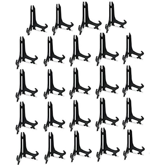 3" Black Plastic Stand Cookie Holder Display Stand Place Card Holder Display Easels at Weddings, Birthday Party(24 Pack)