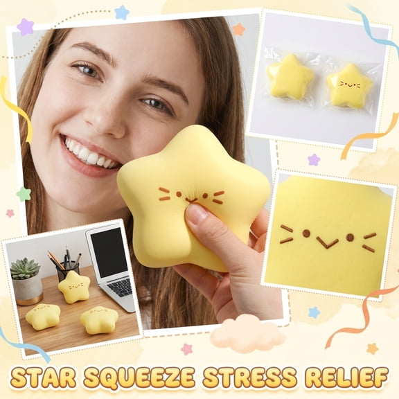 3.34-Inch Star Squishy, Mochi Squishy Animal Figure, Taba Squishy Squeeze, Fun Birthday Gift for Teens Adults, Great Goodie Bag Fillers, Highly Addictive Tactile Feel