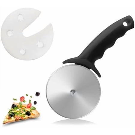 3" Pizza Cutter Wheel, Stainless Steel Pizza Cutter with Cover, Super Sharp Pizza Slicer-Dishwasher safe,Smooth Rotating Pizza Wheel Safe with Ergonomic Handle-Black