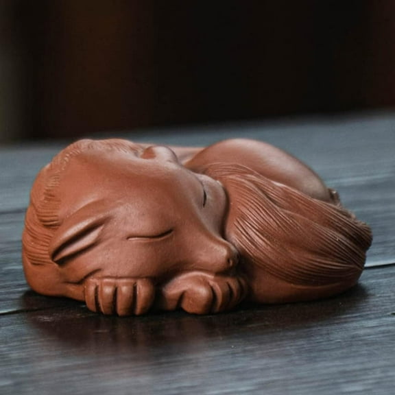 3.3" Chinese Yixing Purple Clay Sculpture Tea Pet Lucky Fox Statue Art Ornament Tea Pet