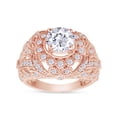 thumbnail image 1 of 3.35 CT Round Cut Simulated White Diamond Cluster Engagement Ring In 14K Rose Gold Plated 925 Sterling Silver (Color: White, Clarity: VVS1-VVS2, 3.35 Cttw) -7, 1 of 8