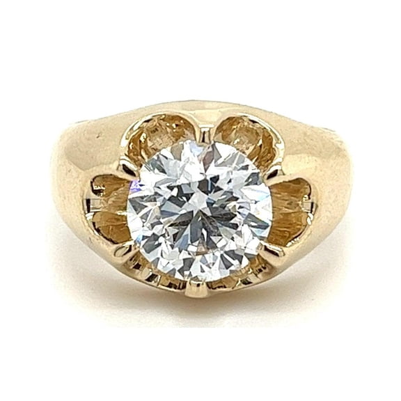 3.35 Carat Solitaire Lab Grown Diamond Mens Ring in 14k Yellow Gold