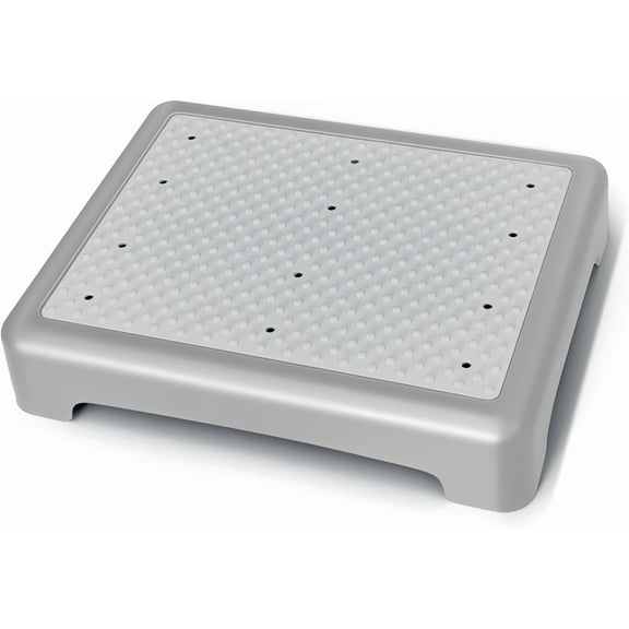 3.35" Step Stool, SGS-Tested 600 lb, for Adults & Seniors, Grey/Grey | 3.35" low step; SGS-tested 600 lb; soft TPE top; anti-tip base; 8 non-slip feet; for high beds, cars, RVs & post-surgery