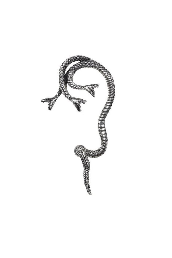 3.35 in. Khthonis Serpent Snake Left Earring Ear Wrap, Silver