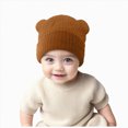 thumbnail image 1 of 3-36 Months Baby to Toddler Beanie Solid Hats Kids Cute Knitted Cuffed Hats for Boys Girls Infant Baby Winter Hat, 1 of 9