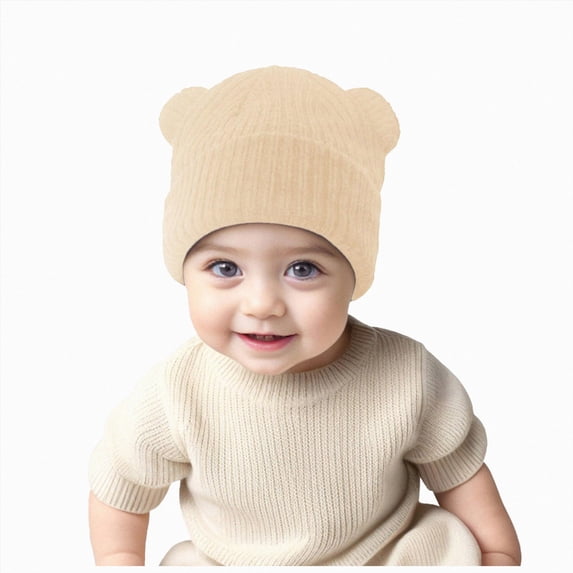 3-36 Months Baby to Toddler Beanie Solid Hats Kids Cute Knitted Cuffed Hats for Boys Girls Infant Baby Winter Hat