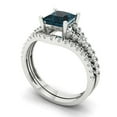thumbnail image 1 of 3.36 ct Brilliant Princess Cut Natural London Blue Topaz 18K White Gold Solitaire with Accents Engagement Bridal Wedding Ring Band Set size 10.75, 1 of 7