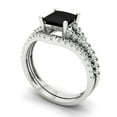thumbnail image 1 of 3.36 ct Brilliant Princess Cut Natural Onyx 14k White Gold Solitaire with Accents Engagement Bridal Wedding Ring Band Set size 7.5, 1 of 7