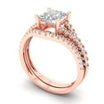 thumbnail image 1 of 3.36 ct Brilliant Princess Cut Zircon 18K Rose Gold Solitaire with Accents Engagement Bridal Wedding Ring Band Set size 6, 1 of 7