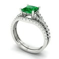 thumbnail image 1 of 3.36 ct Brilliant Princess Cut Emerald 14k White Gold Solitaire with Accents Engagement Bridal Wedding Ring Band Set size 8.5, 1 of 7