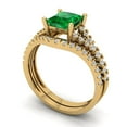 thumbnail image 1 of 3.36 ct Brilliant Princess Cut Emerald 18K Yellow Gold Solitaire with Accents Engagement Bridal Wedding Ring Band Set size 9.75, 1 of 7