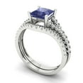thumbnail image 1 of 3.36 ct Brilliant Princess Cut Tanzanite 14k White Gold Solitaire with Accents Engagement Bridal Wedding Ring Band Set size 9.75, 1 of 7
