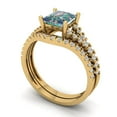 thumbnail image 1 of 3.36 ct Brilliant Princess Cut Blue Moissanite 14k Yellow Gold Solitaire with Accents Engagement Bridal Wedding Ring Band Set size 6.5, 1 of 7