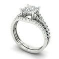thumbnail image 1 of 3.36 ct Brilliant Princess Cut Moissanite 18K White Gold Solitaire with Accents Engagement Bridal Wedding Ring Band Set size 4.25, 1 of 7
