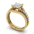 thumbnail image 1 of 3.36 ct Brilliant Princess Cut Moissanite 18K Yellow Gold Solitaire with Accents Engagement Bridal Wedding Ring Band Set size 6, 1 of 7