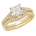 thumbnail image 1 of 3.36 ct Princess Cut Real Genuine Natural Diamond VS1-VS2 G-H 14K Yellow Gold Engagement Wedding Bridal Set Designer Ring bW/ Set size 4.5, 1 of 7