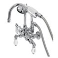 thumbnail image 1 of 3.37 in. Vintage Tub Wall Mount Clawfoot Tub Faucet with Hand Shower, Polished Chrome, 1 of 1