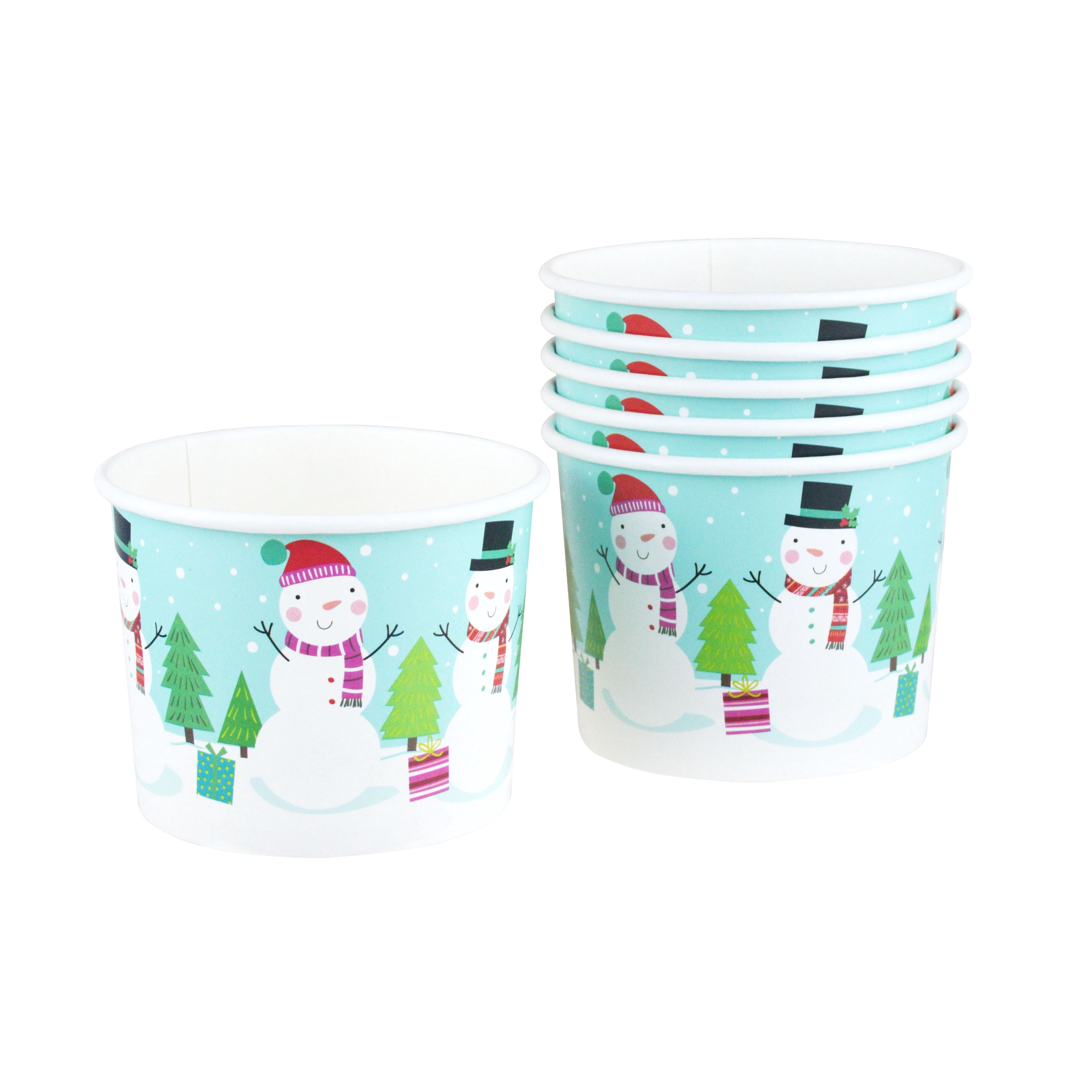 3.375 in Dia (Top), 2.625 in H, 9 Ounces Capacity, 6 Pieces Multicolor Disposable Paper Treat Cup, Christmas, Paper Partyware, Holiday Time