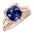 thumbnail image 1 of AFFY (3.37ct) Simulated Blue Tanzanite & White Diamond Engagement Ring Set In 14K Solid Gold With Ring Size 10.5, 1 of 2