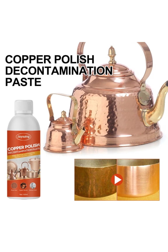 3.38 fl oz Copper Cleaner Polishing Paste, Tarnish & Rust Remover, Oxidation Scale Brightener, Multi-Purpose Metal Polish for Copper, Brass, Silver, Aluminum and Stainless Steel