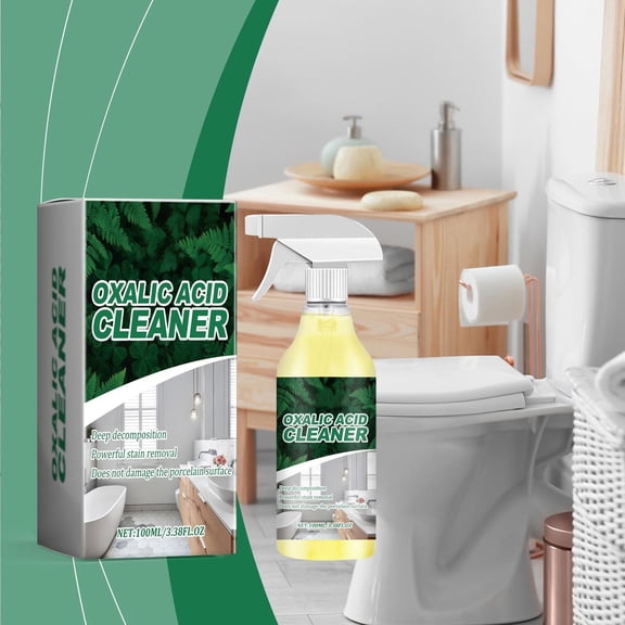 3.38 fl oz Oxalic Acid Cleaner Spray, Powerful Rust & Hard Water Stain Remover for Bathroom & Kitchen, Multi-Surface Cleaner for Tile, Porcelain & Concrete with Free Sponge & Cleaning Cloths