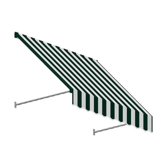 3.38 ft. Santa Fe Twisted Rope Arm Window & Entry Awning, Forest Green & White - 44 x 36 in.
