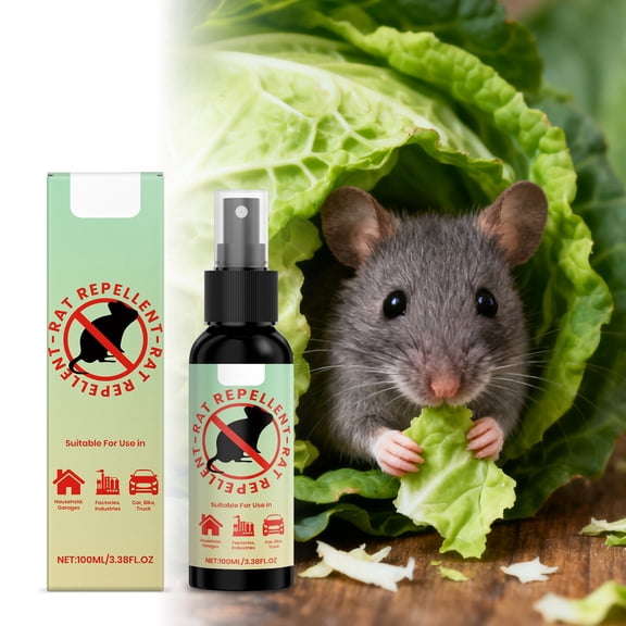 3.38FL OZ Natural Peppermint Oil Rat Rodent Repellent Spray, NonToxic Mouse Deterrent for Home Garage Car Truck RV Engine Protection, PetSafe Indoor Outdoor Pest Control