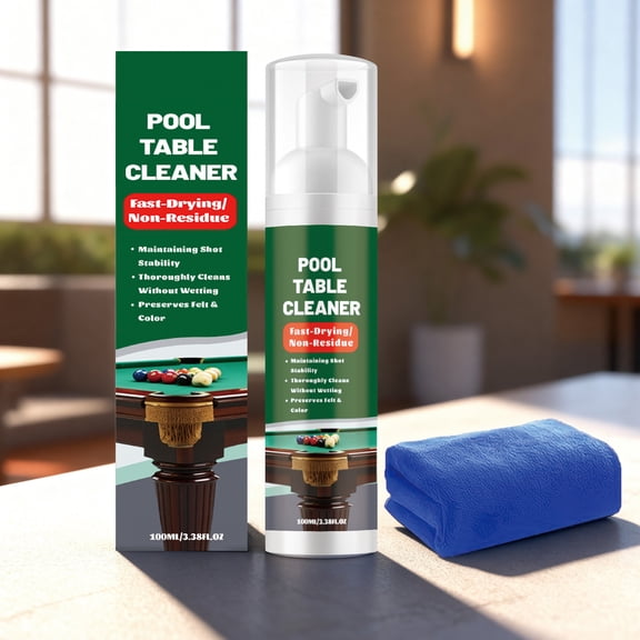 3.38oz Pool Table Felt Cleaner, Foam Billiard Tables Cleaner Spray with Towel, for Regular Maintenance Between Games Or Tournaments