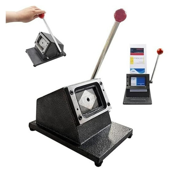 3.38x2.12in(86x54mm) Manual PVC Business Card Cutter All Metal PVC Card Die Cutter Steel Blade Desktop Credit Card Round Corner Machine with 0.8mm Cutting Thickness