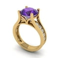 thumbnail image 1 of 3.39 ct Brilliant Round Cut Natural Amethyst 14k Yellow Gold Solitaire with Accents Engagement Bridal Wedding Ring Band Set size 6.75, 1 of 7