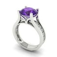thumbnail image 1 of 3.39 ct Brilliant Round Cut Natural Amethyst 18K White Gold Solitaire with Accents Engagement Bridal Wedding Ring Band Set size 4.25, 1 of 7