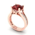 thumbnail image 1 of 3.39 ct Brilliant Round Cut Natural Garnet 18K Rose Gold Solitaire with Accents Engagement Bridal Wedding Ring Band Set size 10.75, 1 of 7