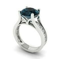 thumbnail image 1 of 3.39 ct Brilliant Round Cut Natural London Blue Topaz 18K White Gold Solitaire with Accents Engagement Bridal Wedding Ring Band Set size 9.5, 1 of 7