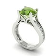 thumbnail image 1 of 3.39 ct Brilliant Round Cut Natural Peridot 18K White Gold Solitaire with Accents Engagement Bridal Wedding Ring Band Set size 5.75, 1 of 7