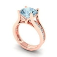thumbnail image 1 of 3.39 ct Brilliant Round Cut Natural Sky Blue Topaz 14k Rose Gold Solitaire with Accents Engagement Bridal Wedding Ring Band Set size 9.25, 1 of 7